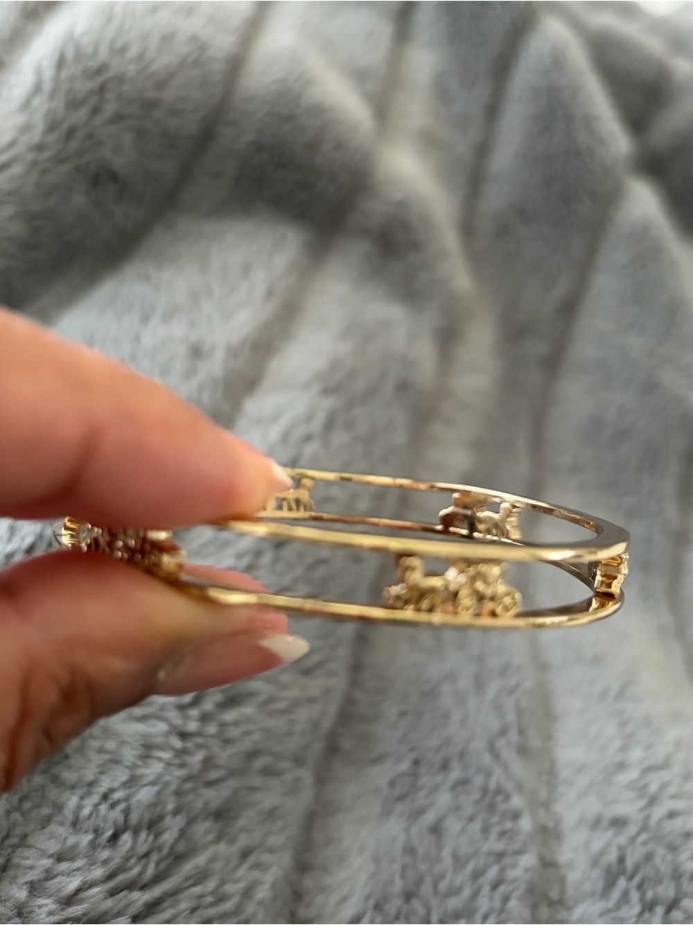 Coach Gold-Tone Double Row Elephant Cutout Bangle Bracelet - Picture 2 of 4